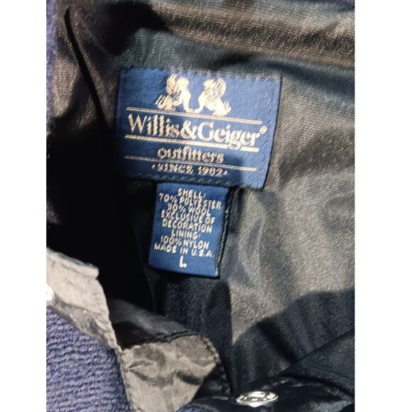 Willis & Geiger Diaplex Wool Blend Pullover Sweater Navy Blue USA Made L - Picture 3 of 7